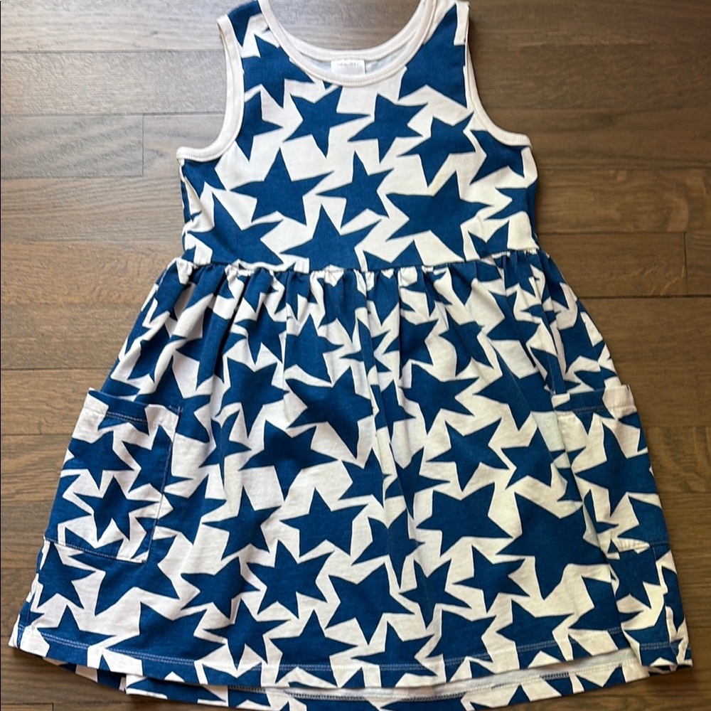 Kids Star Print Blue & White Tank Dress